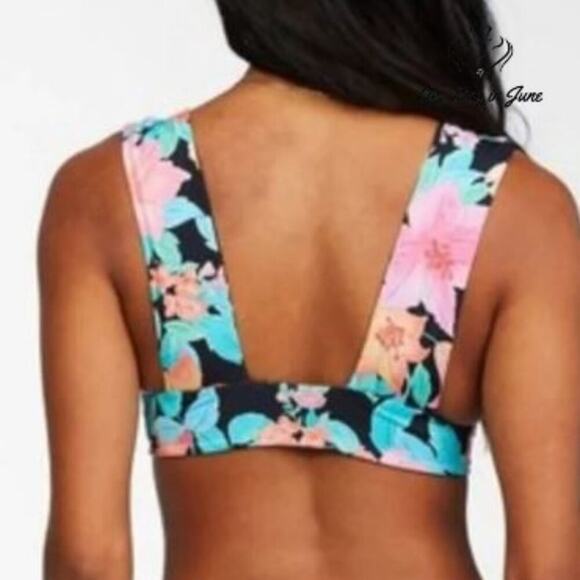 Billabong Tropic Time Reversible Plunge Bikini Top Size M - Picture 2 of 7
